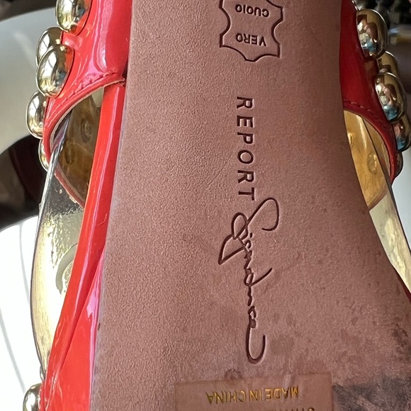 Size 7 Report signature coral studded leather upper & sole Masonic Vero cuoio - Picture 5 of 10